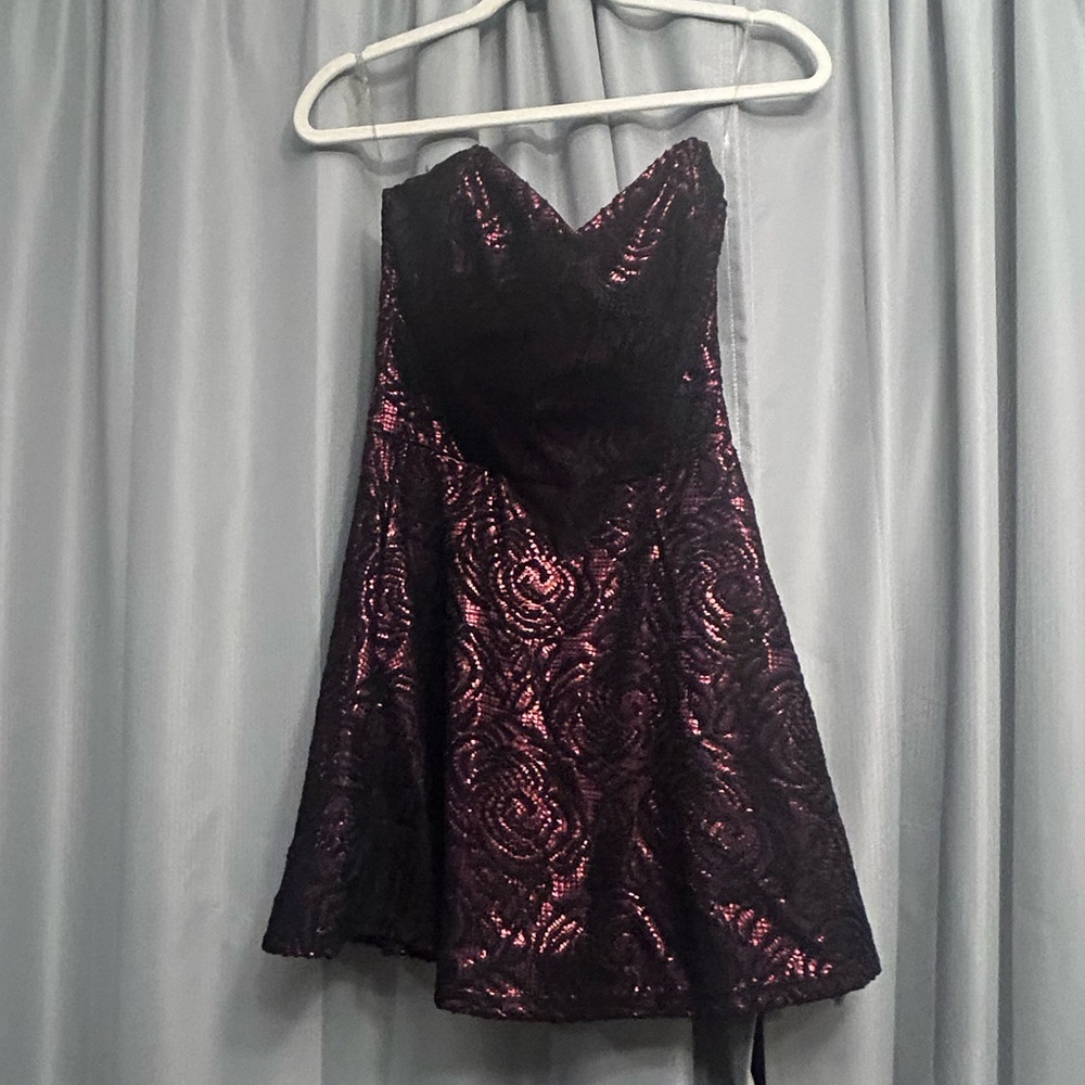 Charolette Russ Strapless Red & Black Lace Fit & Flare Womens Dress M prom